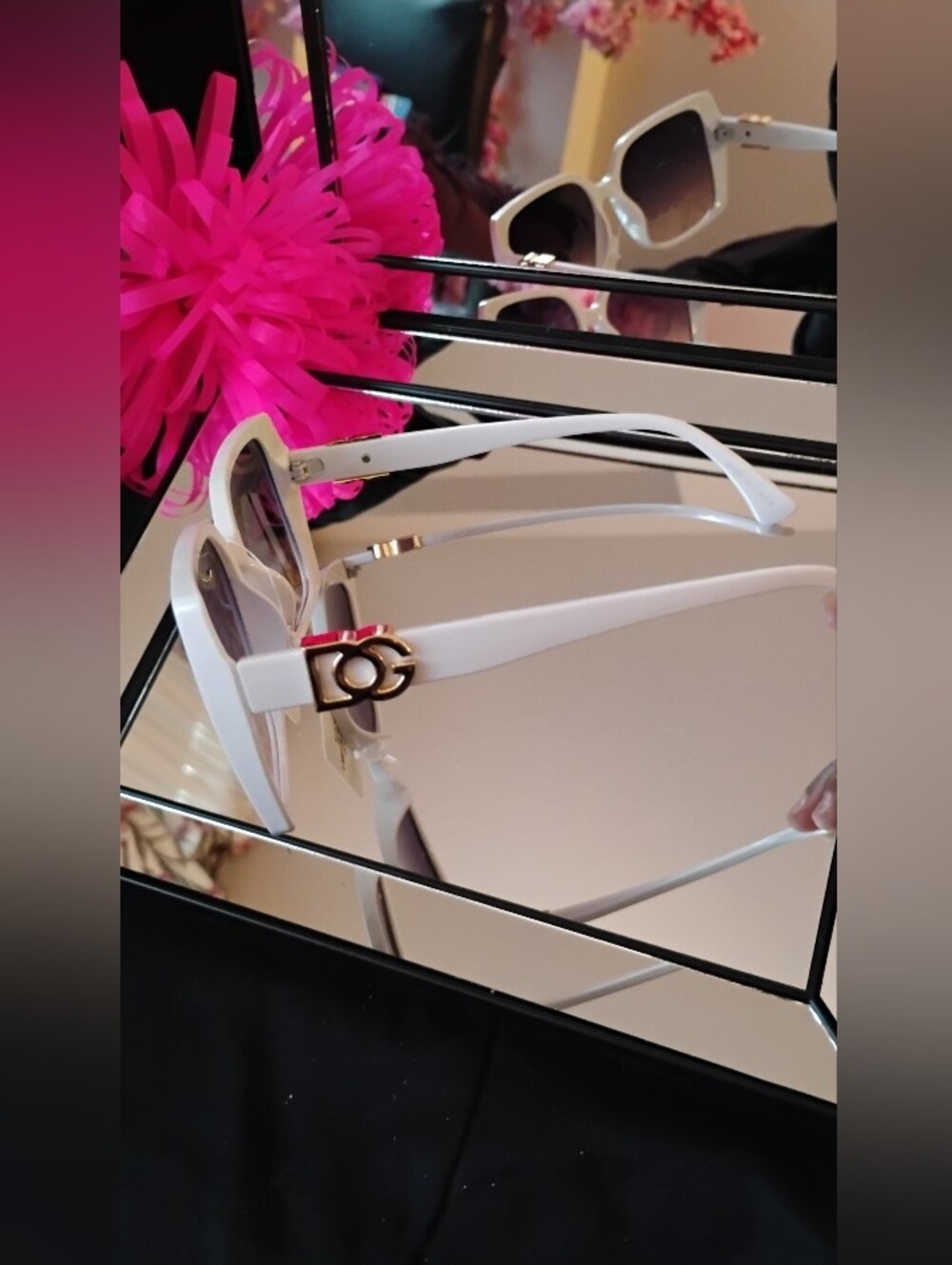 White D&G Sunglasses with Gold Accent - Women Accessories🆕✨